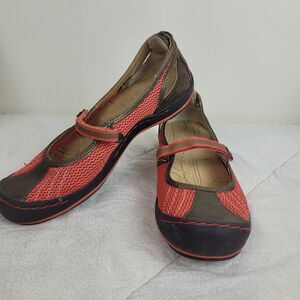 J-41 Beachcomber Orange and Bronze Vegan Mary Janes Women's Flats Shoes 6.5M
